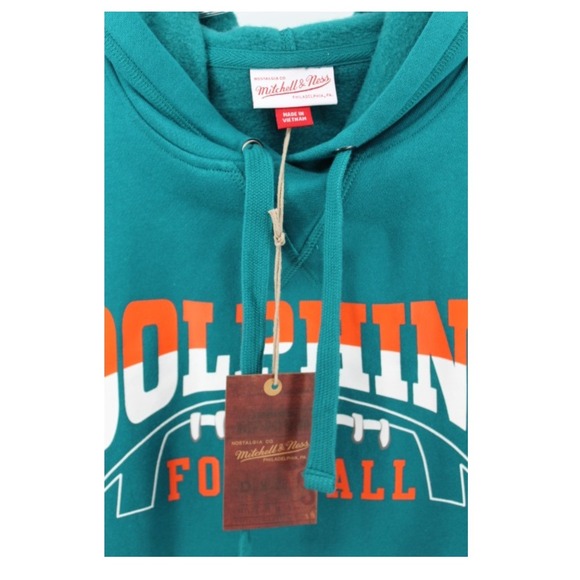 Mitchell & Ness Miami Dolphins Short Sleeve Hoodie Men's Medium NFL Football - Picture 8 of 9